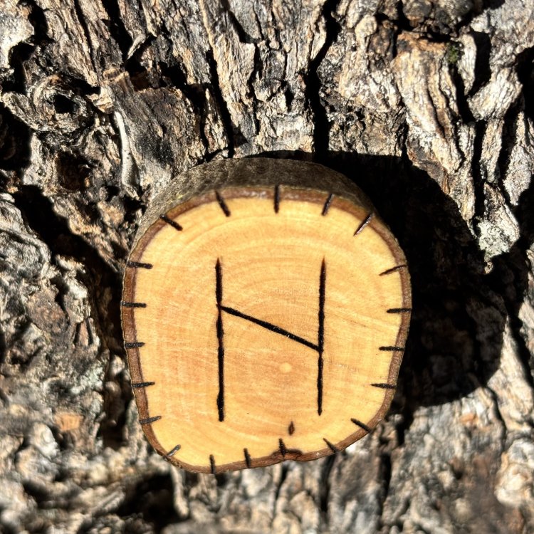  Runa Vikinga Hagalaz en Madera de Olivo – Símbolo de Ruptura y Transformación