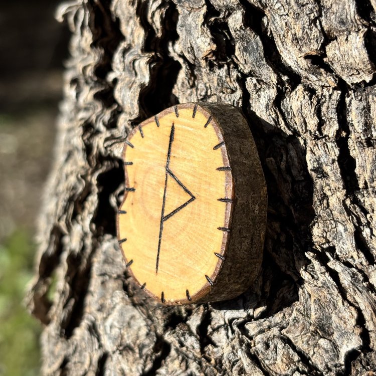  Runa Vikinga Thurisaz en Madera de Olivo – Símbolo de Protección y Coraje