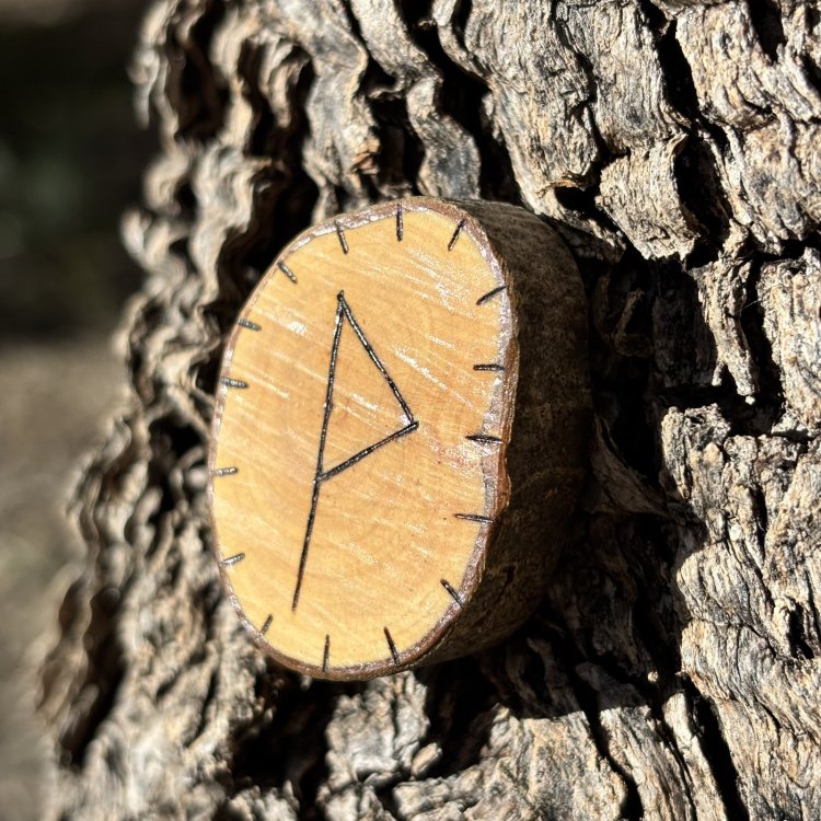  Runa Vikinga Wunjo en Madera de Olivo – Símbolo de Celebración y Victoria