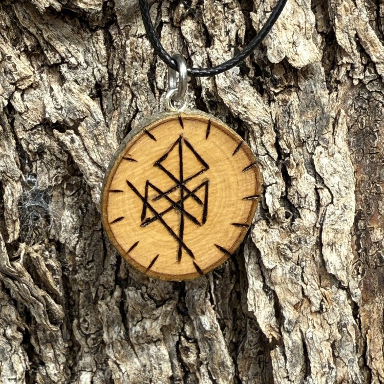  Colgante Odín en Madera de Olivo – Sabiduría y Poder Nórdico