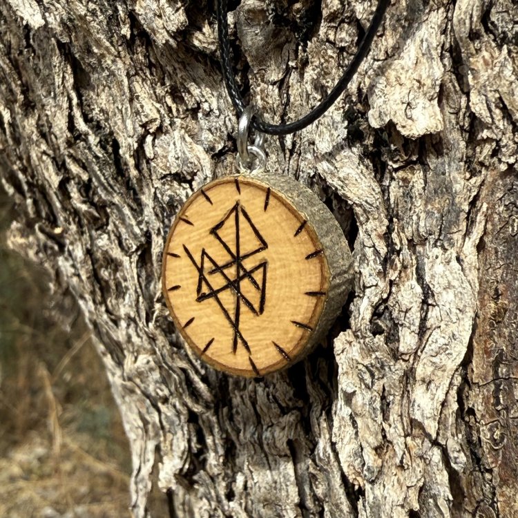  Colgante Odín en Madera de Olivo – Sabiduría y Poder Nórdico