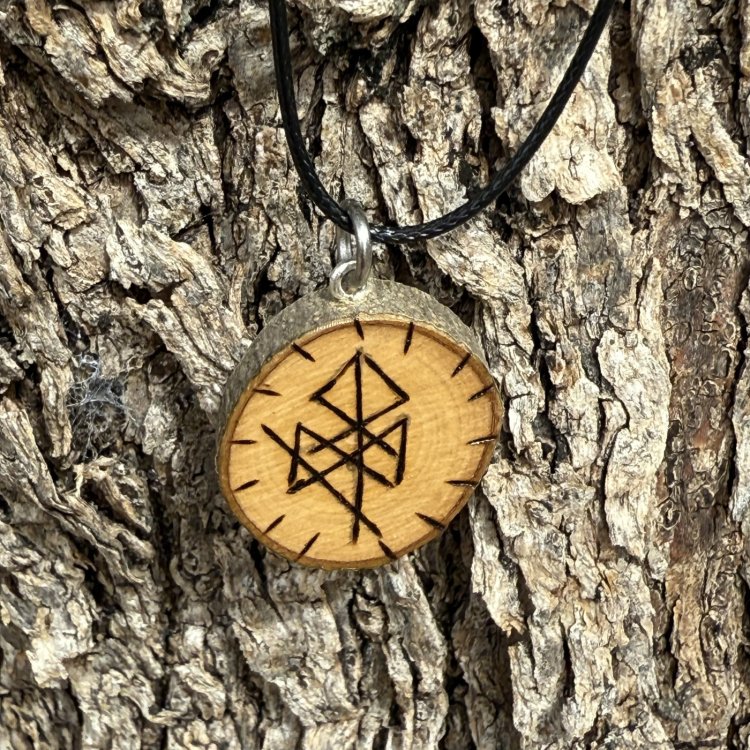  Colgante Odín en Madera de Olivo – Sabiduría y Poder Nórdico