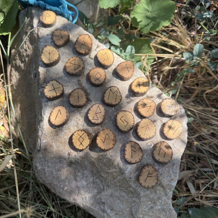  Runas Vikingas Futhark Antiguo 24 piezas Madera de Olivo