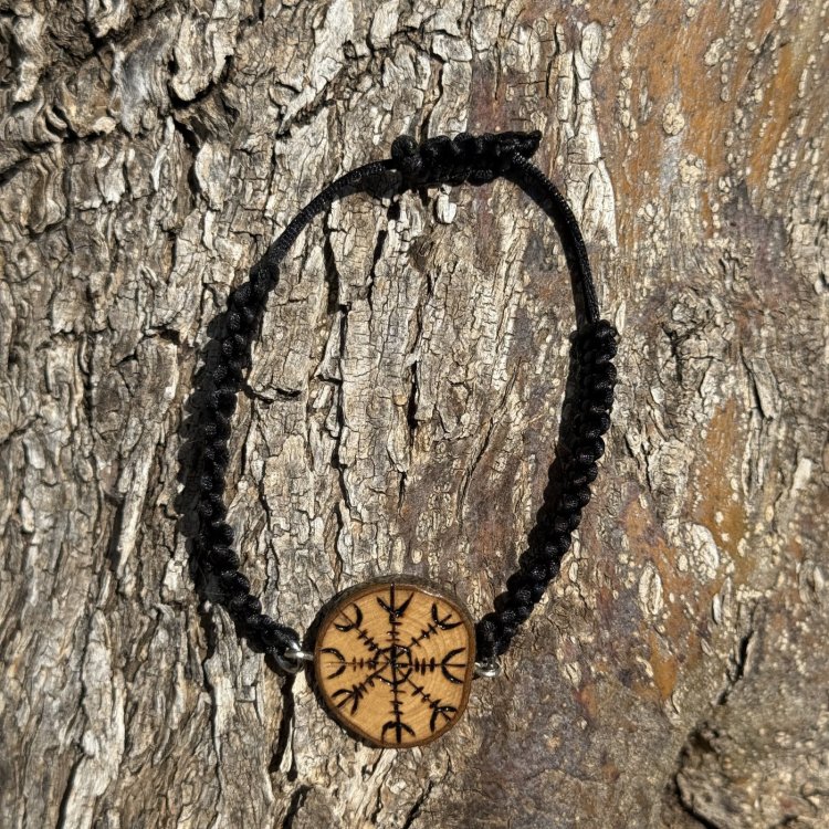  Bracciale Aegishjalmur in Ulivo e Macramè – Protezione