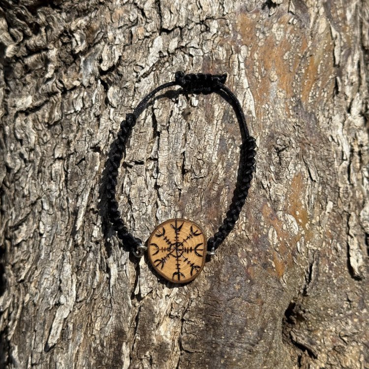  Bracciale Aegishjalmur in Ulivo e Macramè – Protezione