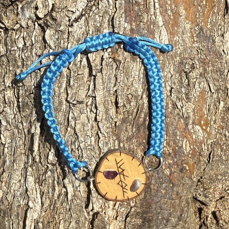  Pulsera Freya de Olivo y Macramé Azul – Amor y Armonía