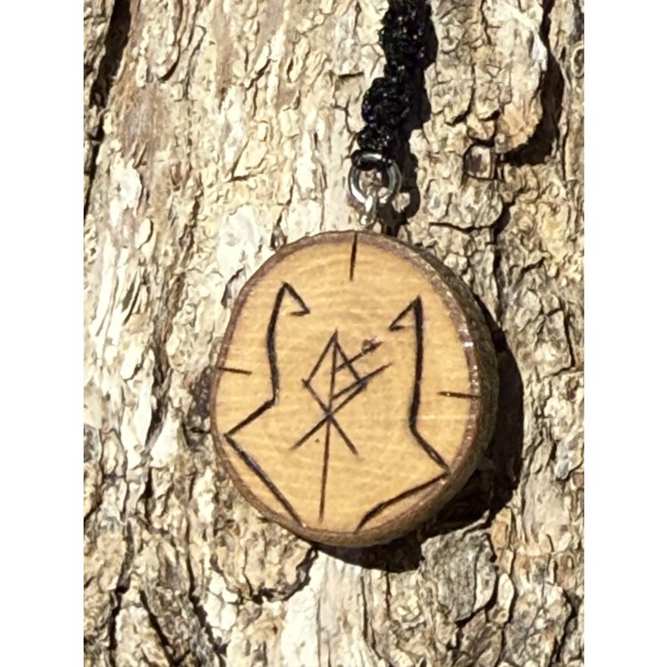  Talismano Lupo in Ulivo con Sagoma – Ciondolo Runico
