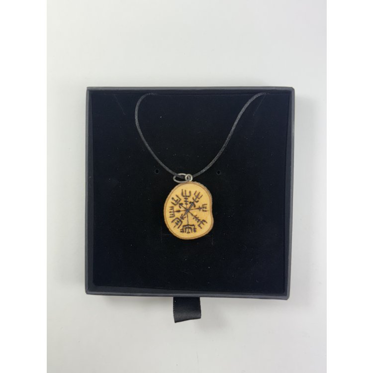  Colgante Protección Vegvisir en Madera de Olivo